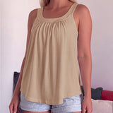Solid Color Pleated Tank Top