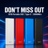 [Best Seller] 16TB Portable External SSD - High-Speed Type-C Mini Solid State Drive