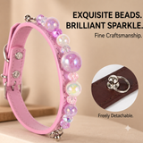 Durable PU Leather Detachable Luxury Crystal Pet Collar