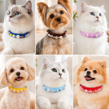 Durable PU Leather Detachable Luxury Crystal Pet Collar