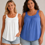 Solid Color Pleated Tank Top