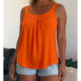 Solid Color Pleated Tank Top
