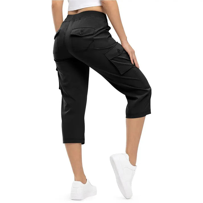 Quick-Dry Loose Fit Capris: Women's Lightweight Hiking Pants with 6 Pockets