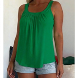 Solid Color Pleated Tank Top