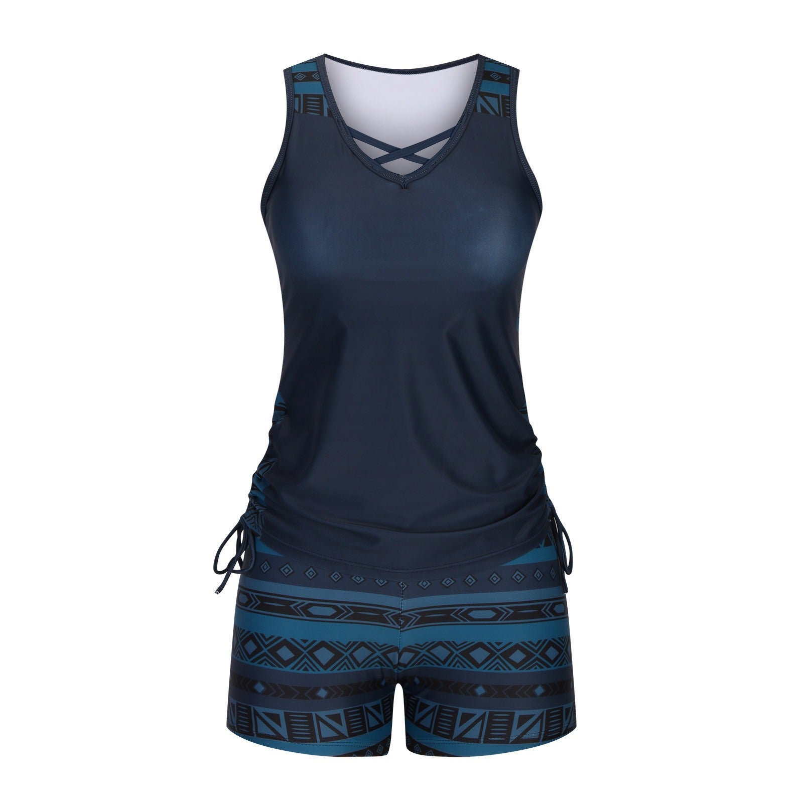 Women's Tummy Control Tankini Set – Flattering Boho Swimwear with Shorts