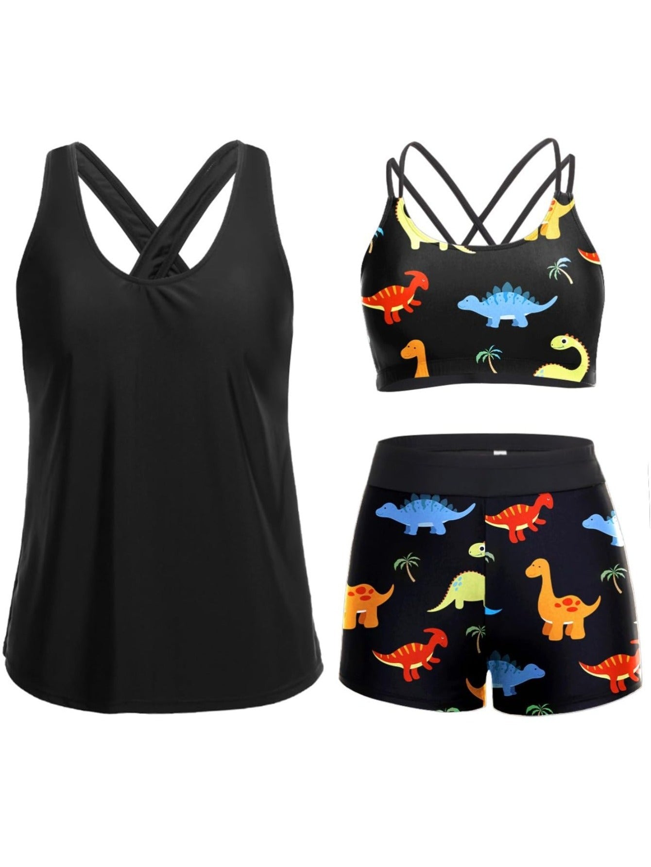 Sporty 3-Piece Tankini Set – Comfort & Coverage