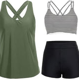 Sporty 3-Piece Tankini Set – Comfort & Coverage