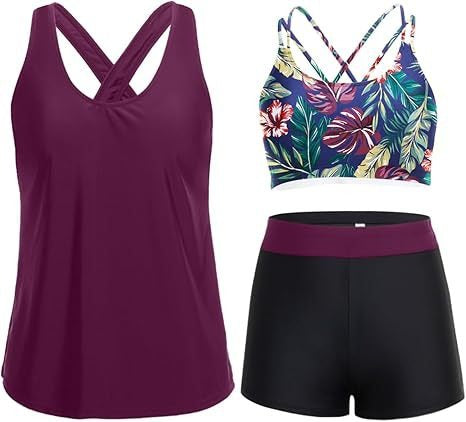Sporty 3-Piece Tankini Set – Comfort & Coverage