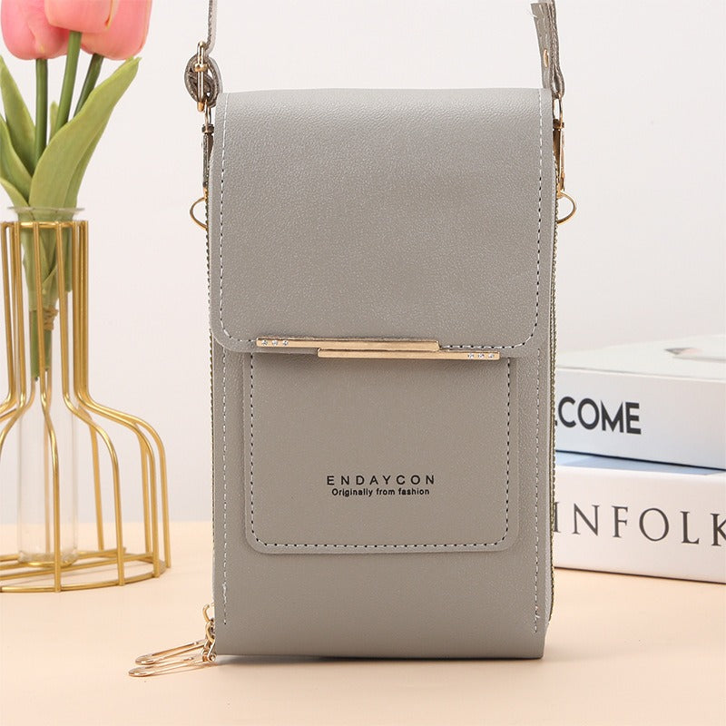 2026 New Soft Vegan Leather Touch Screen Crossbody Phone Bag