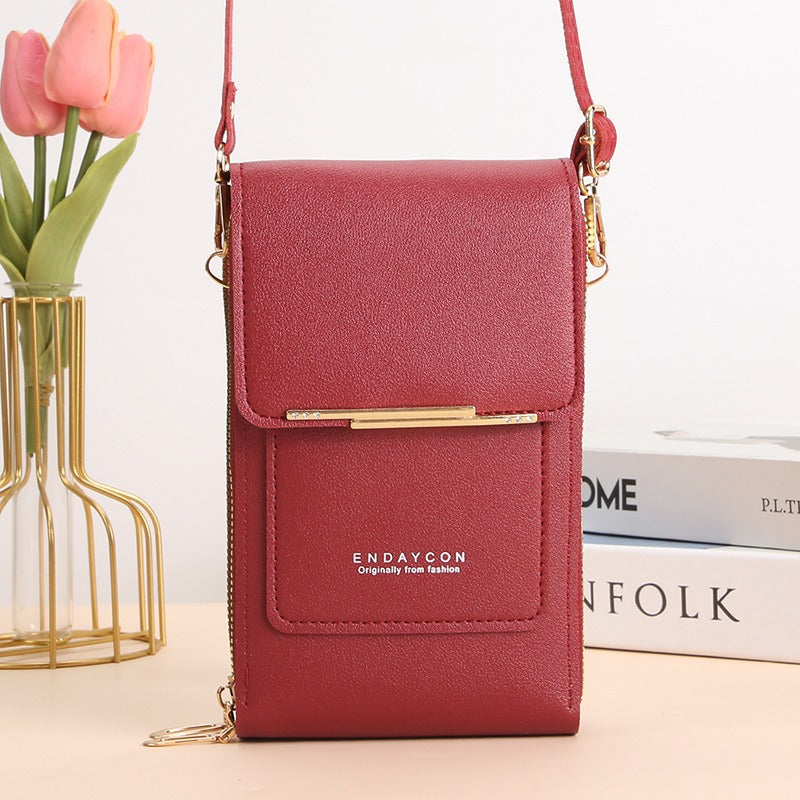 2026 New Soft Vegan Leather Touch Screen Crossbody Phone Bag