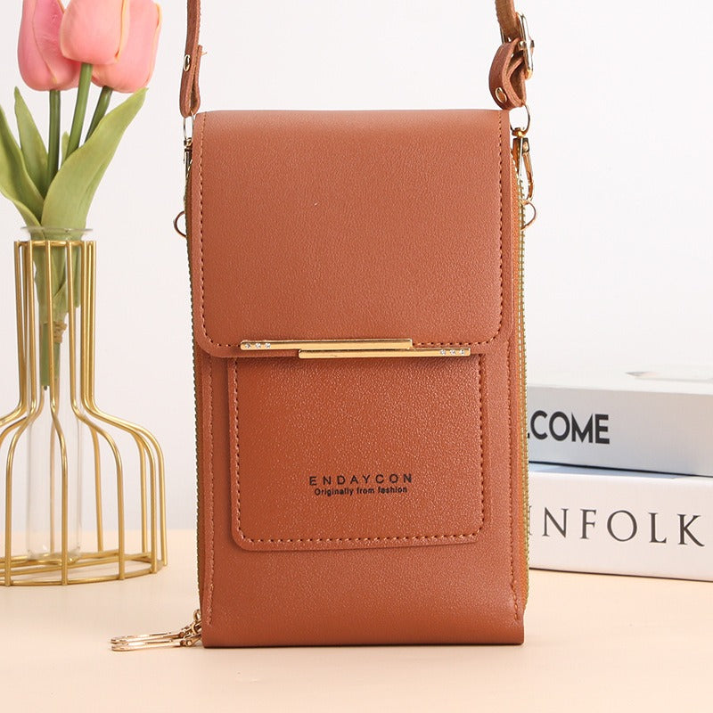 2026 New Soft Vegan Leather Touch Screen Crossbody Phone Bag