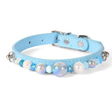 Durable PU Leather Detachable Luxury Crystal Pet Collar
