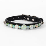 Durable PU Leather Detachable Luxury Crystal Pet Collar