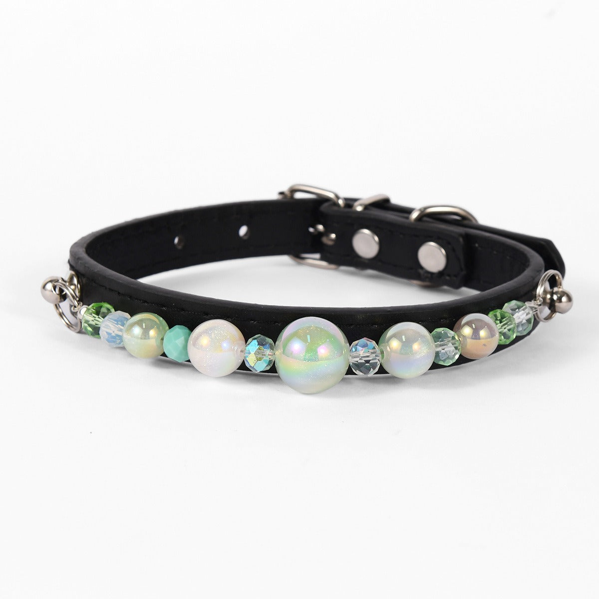Durable PU Leather Detachable Luxury Crystal Pet Collar