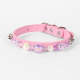 Durable PU Leather Detachable Luxury Crystal Pet Collar