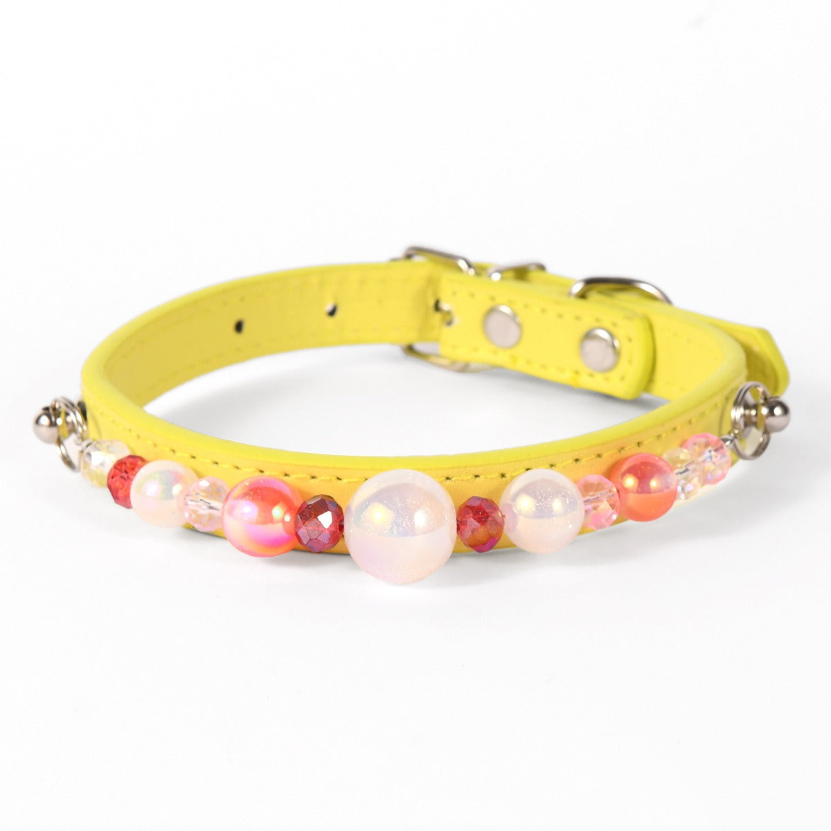 Durable PU Leather Detachable Luxury Crystal Pet Collar