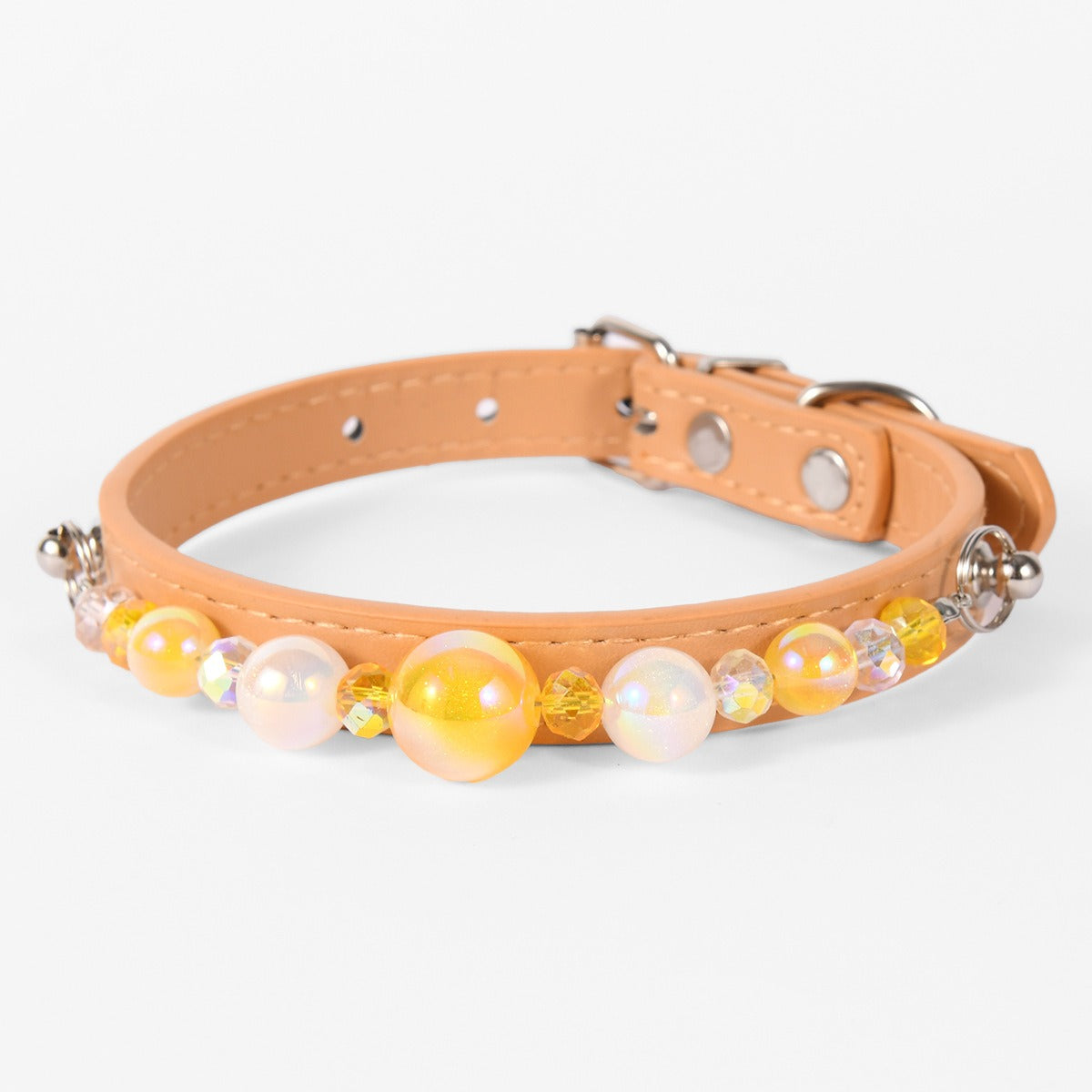 Durable PU Leather Detachable Luxury Crystal Pet Collar