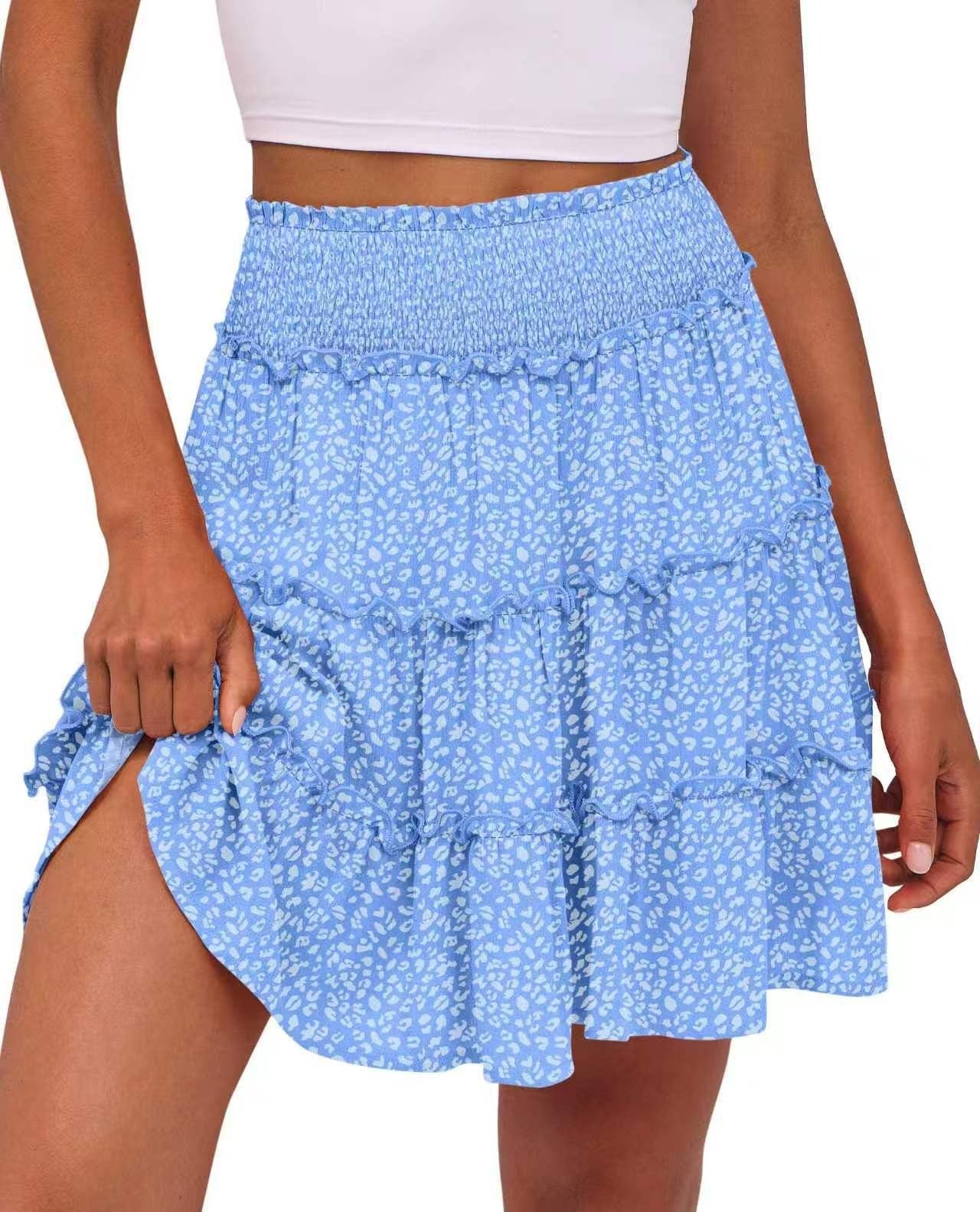 Women's High-Waisted Boho Tiered Skort with Pockets – Flowy Casual Ruffle Skirt