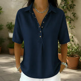 Slouchy Button-Detail Denim Top