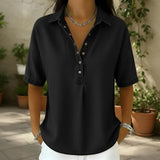 Slouchy Button-Detail Denim Top