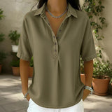 Slouchy Button-Detail Denim Top