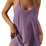Womens Workout Romper Dress With Pocket