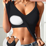 V-Neck Built-In Padding Tank Top