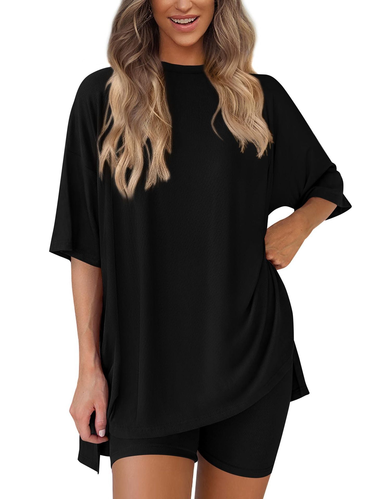 The Essential Summer 2-Piece Lounge Set: Oversized Shirt & Biker Shorts