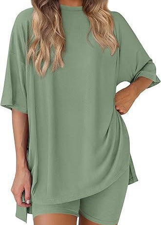 The Essential Summer 2-Piece Lounge Set: Oversized Shirt & Biker Shorts