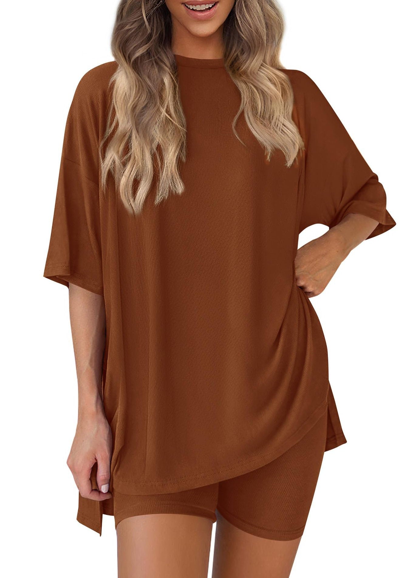 The Essential Summer 2-Piece Lounge Set: Oversized Shirt & Biker Shorts