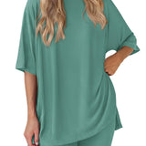 The Essential Summer 2-Piece Lounge Set: Oversized Shirt & Biker Shorts