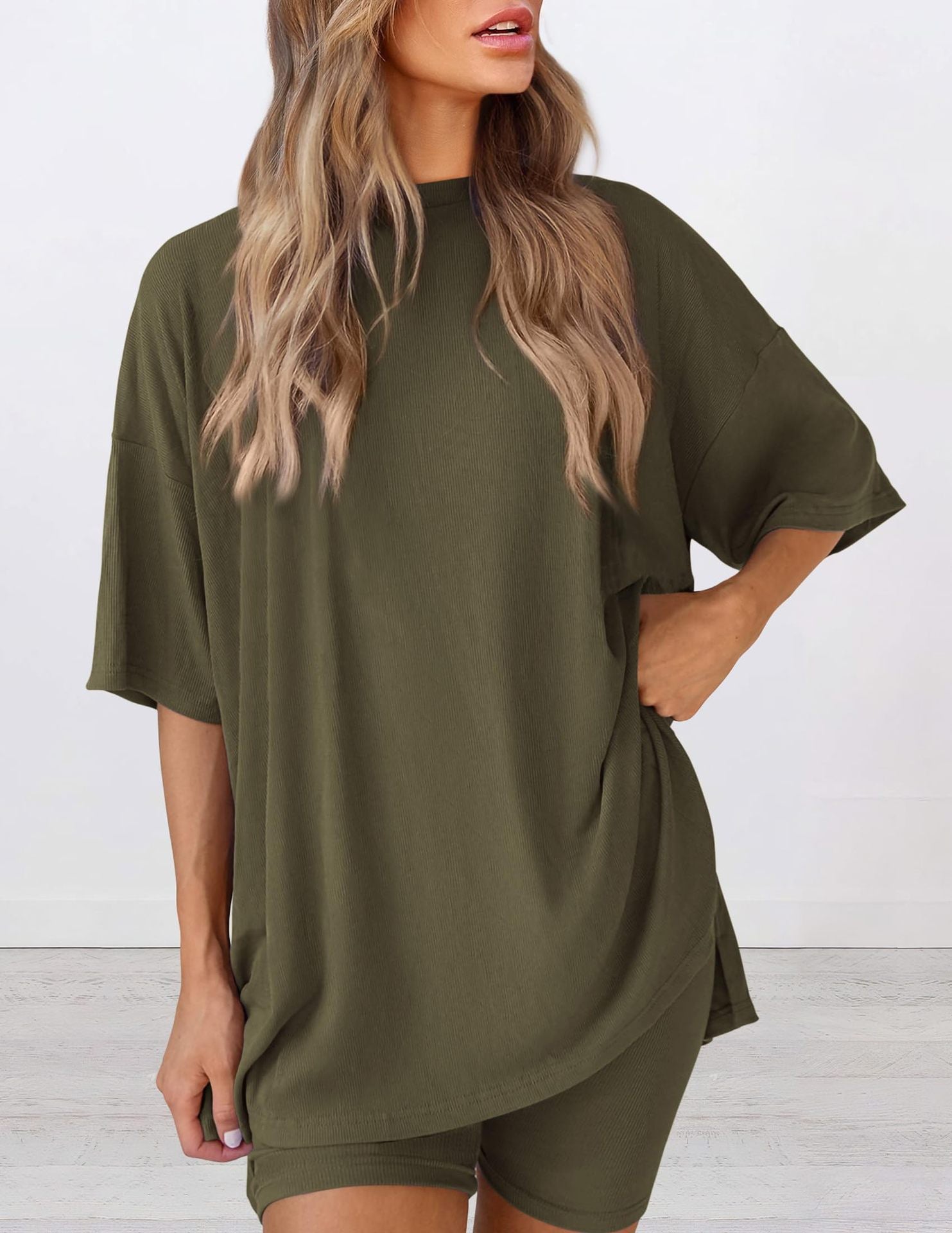 The Essential Summer 2-Piece Lounge Set: Oversized Shirt & Biker Shorts