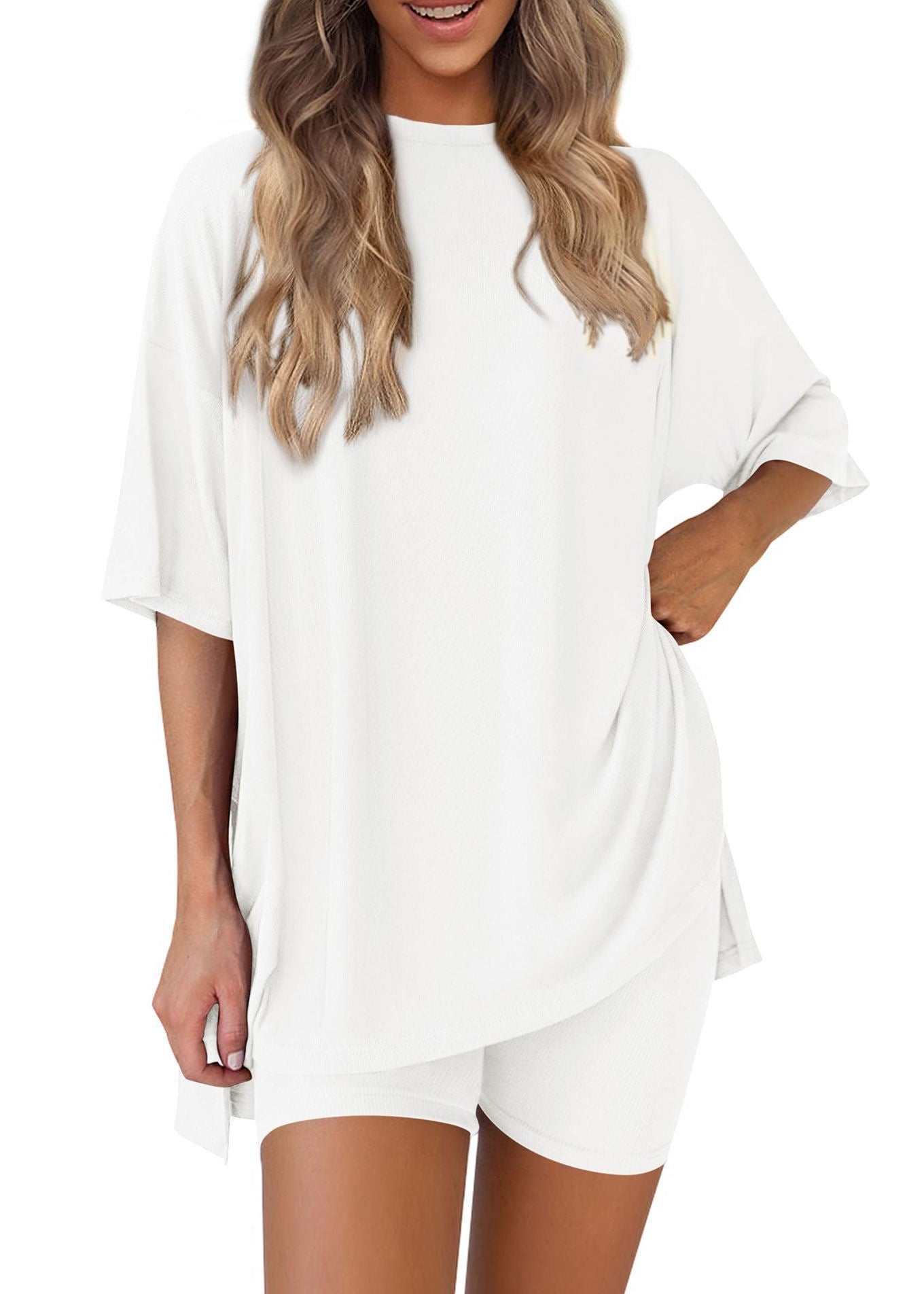 The Essential Summer 2-Piece Lounge Set: Oversized Shirt & Biker Shorts