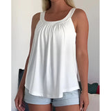 Solid Color Pleated Tank Top
