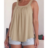 Solid Color Pleated Tank Top