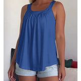 Solid Color Pleated Tank Top