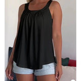 Solid Color Pleated Tank Top