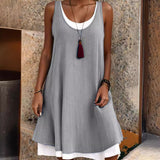 ⏰Last Day Sale 50% OFF-Women's Casual Loose Sleeveless Fake Two Piece Tank Dress
