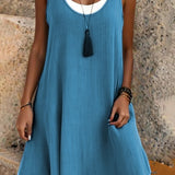 ⏰Last Day Sale 50% OFF-Women's Casual Loose Sleeveless Fake Two Piece Tank Dress