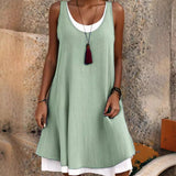 ⏰Last Day Sale 50% OFF-Women's Casual Loose Sleeveless Fake Two Piece Tank Dress