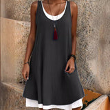 ⏰Last Day Sale 50% OFF-Women's Casual Loose Sleeveless Fake Two Piece Tank Dress