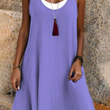 ⏰Last Day Sale 50% OFF-Women's Casual Loose Sleeveless Fake Two Piece Tank Dress