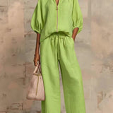 The Essential Zip-Neck Wide-Leg Set