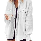 [2026 Trend] Women's Loose Batwing Waffle Knit Button-Up Shacket