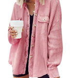 [2026 Trend] Women's Loose Batwing Waffle Knit Button-Up Shacket