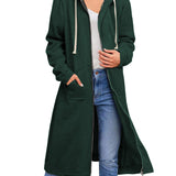 Women Casual Fleece Long Hoodies with Pockets Tunic Sweatshirt Outerwear Jacket