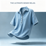 Slouchy Button-Detail Denim Top