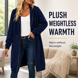 Women Casual Fleece Long Hoodies with Pockets Tunic Sweatshirt Outerwear Jacket