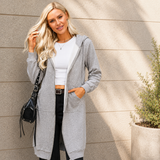 Women Casual Fleece Long Hoodies with Pockets Tunic Sweatshirt Outerwear Jacket