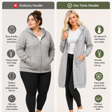 Women Casual Fleece Long Hoodies with Pockets Tunic Sweatshirt Outerwear Jacket